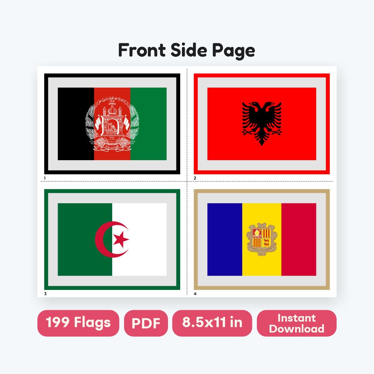 country flag and capital flashcards printable - fizzia.store