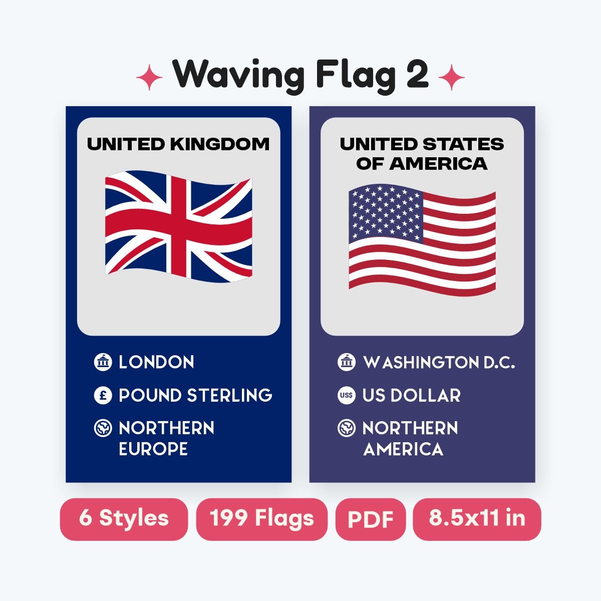 high-resolution world flags study cards - fizzia.store