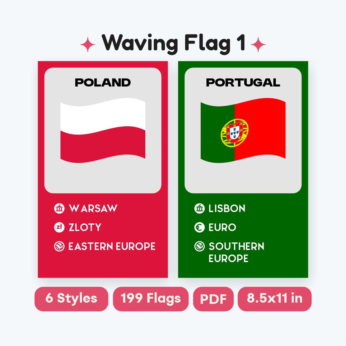 printable world geography flashcards for students - fizzia.store