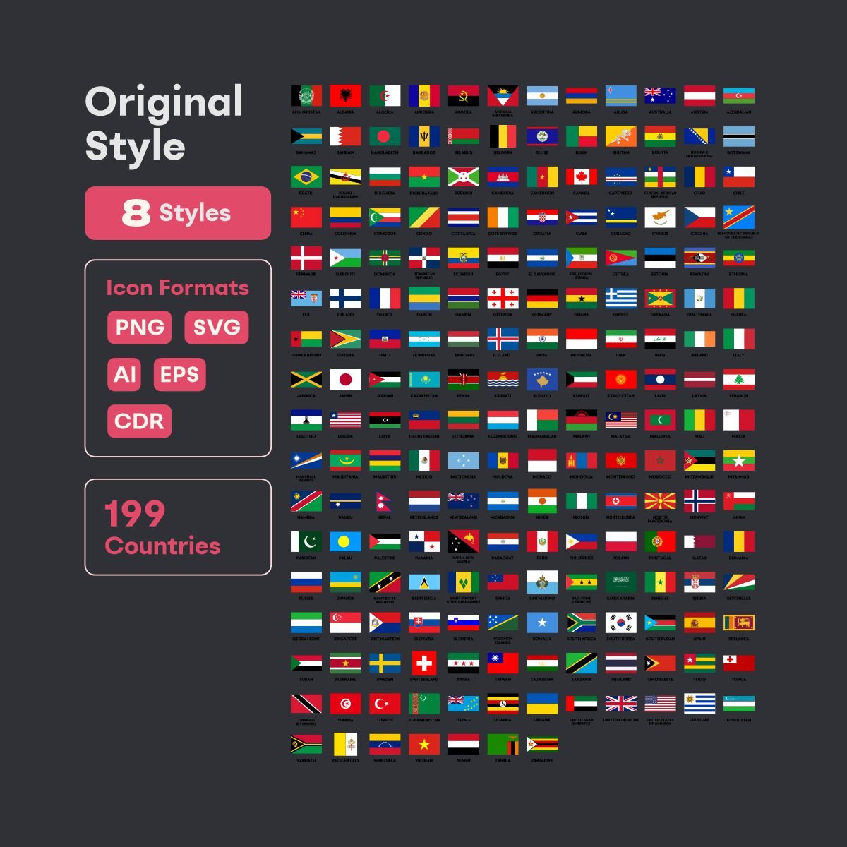 original style world country flags icons pack - fizzia.store