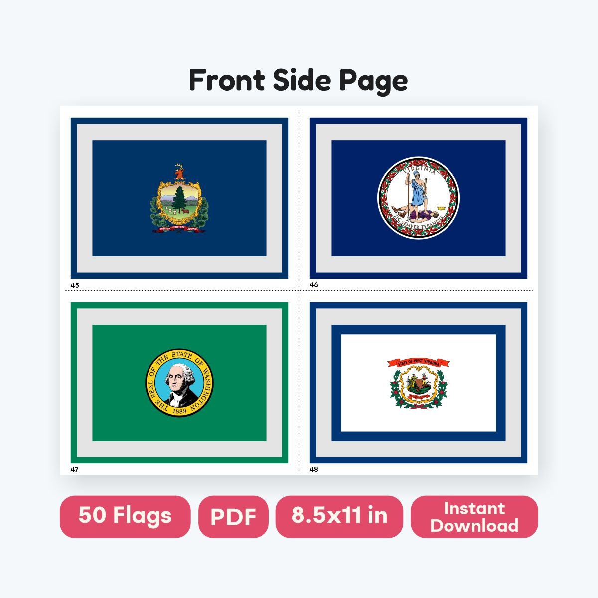 50 us states flashcards pdf learning geography - fizzia.store