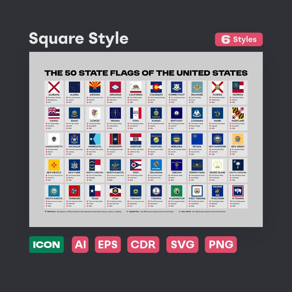 united states square flag icons bundle for classroom decor - fizzia.store