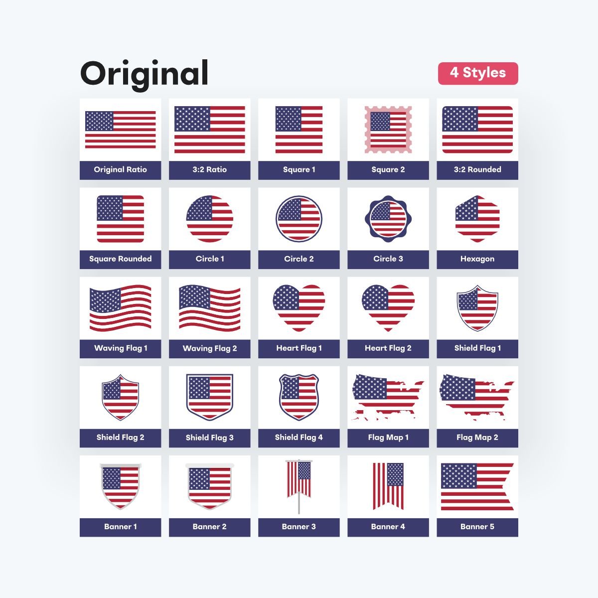 usa flag patriotic variation set - fizzia.store