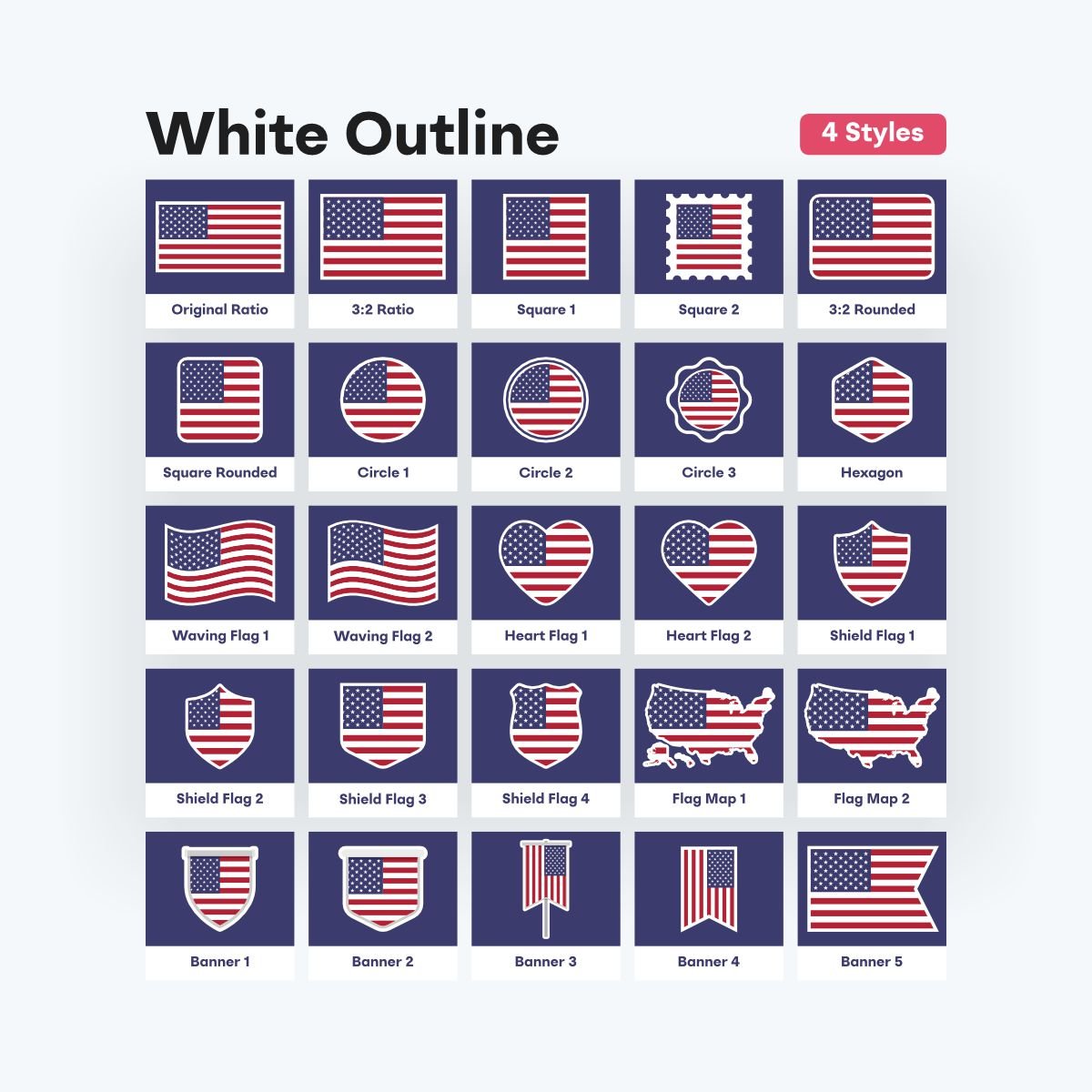 american flag vector bundle 25 styles - fizzia.store