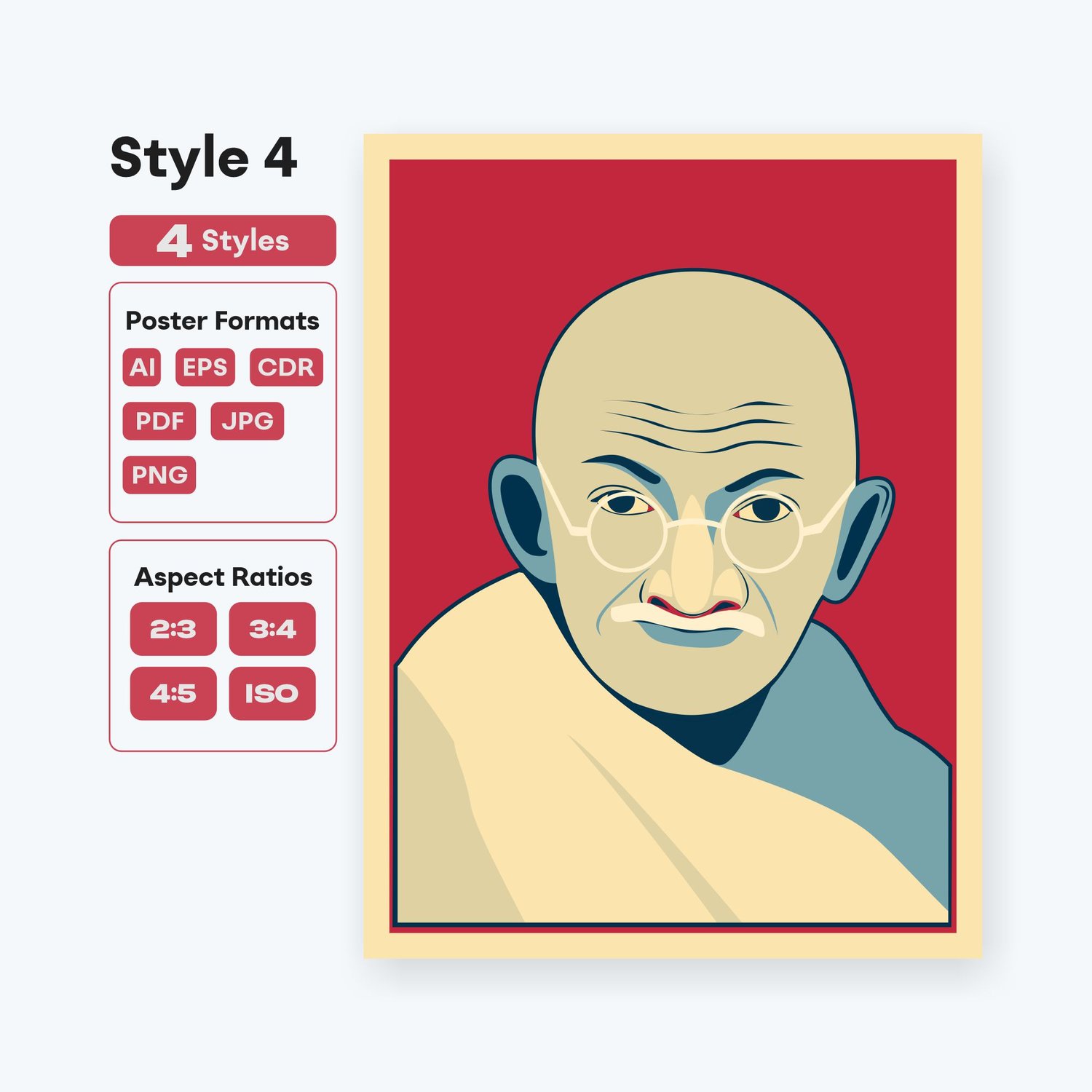 Educational Gandhi wall art printable - fizzia.store