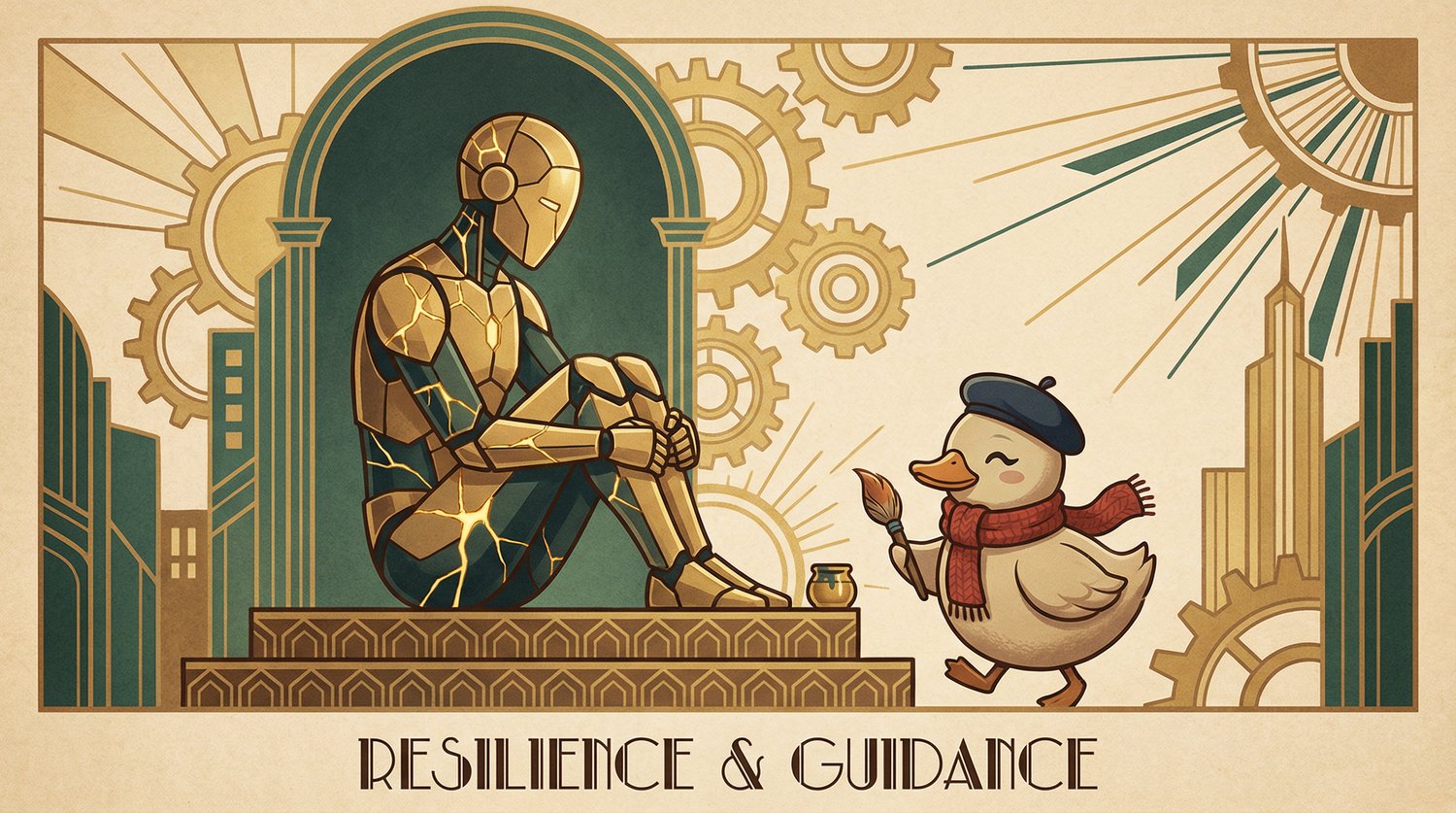 Kintsugi Hero figure doesn't know how to move forward, but Jacques de Canard is on his way to help him learn English. Notre héro kintsugi en réparation ne sait pas encore comment faire de l'avant, mais voilà Jacques de Canard qui arrive pour l'aider dans 