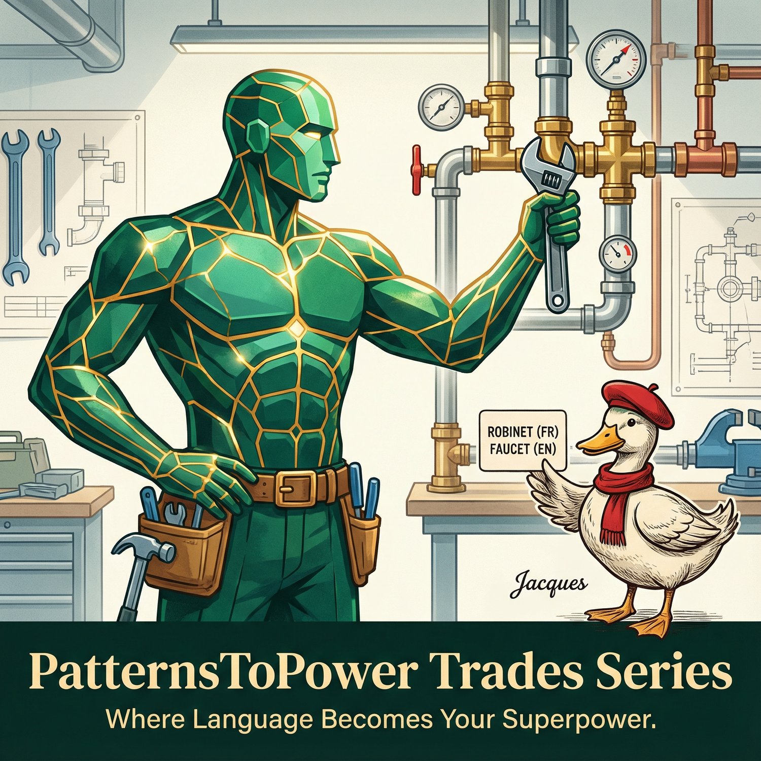 notre héro kintsugi se met au travail, pas à pas, mot par mot. Jacques de Canard, le coach compréhensif et poétique lui apporte de nouveaux mots en anglais, du vocabulaire pour son métier.