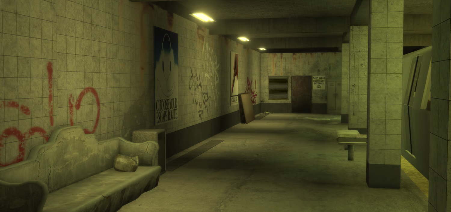 detailed subway interior with realistic layout and signage