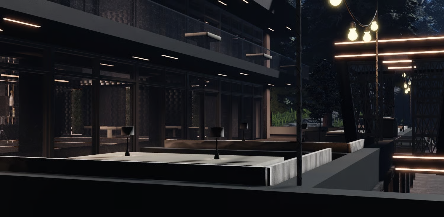 lakeside nightclub roblox map with modern architecture
