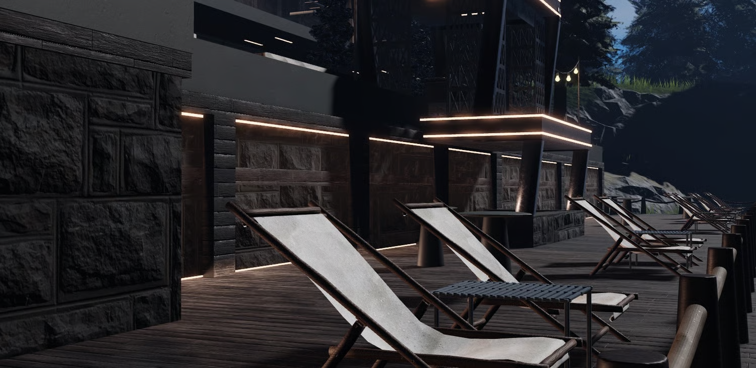 modern waterfront club designed for social gameplay