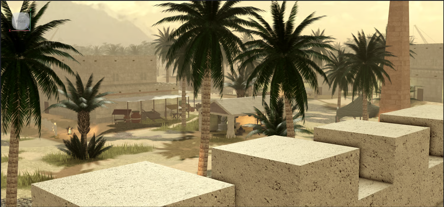 pillars and housing structures in a roman town environment