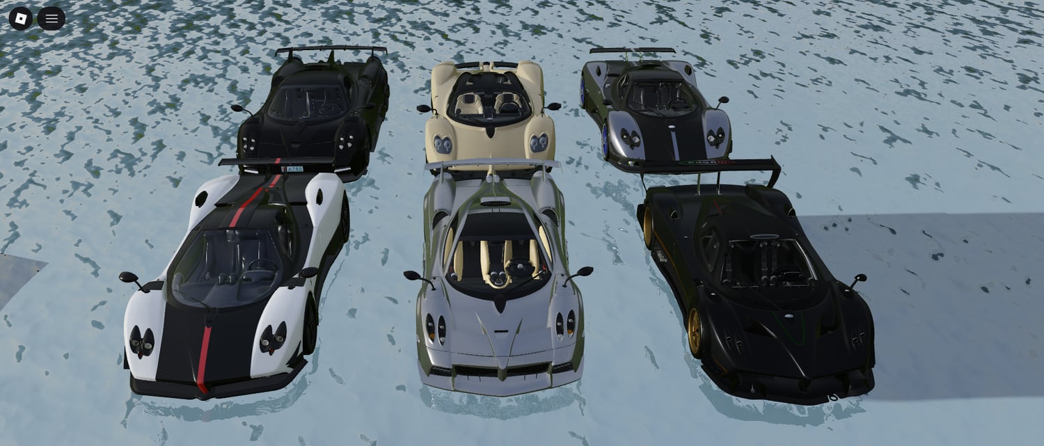 luxury hypercars parked inside virtual garage