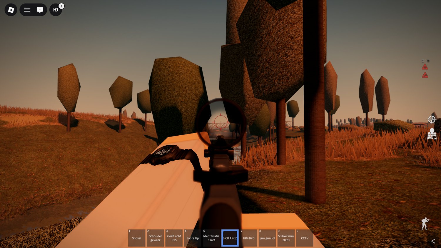 military camp with tents, barricades, and gear