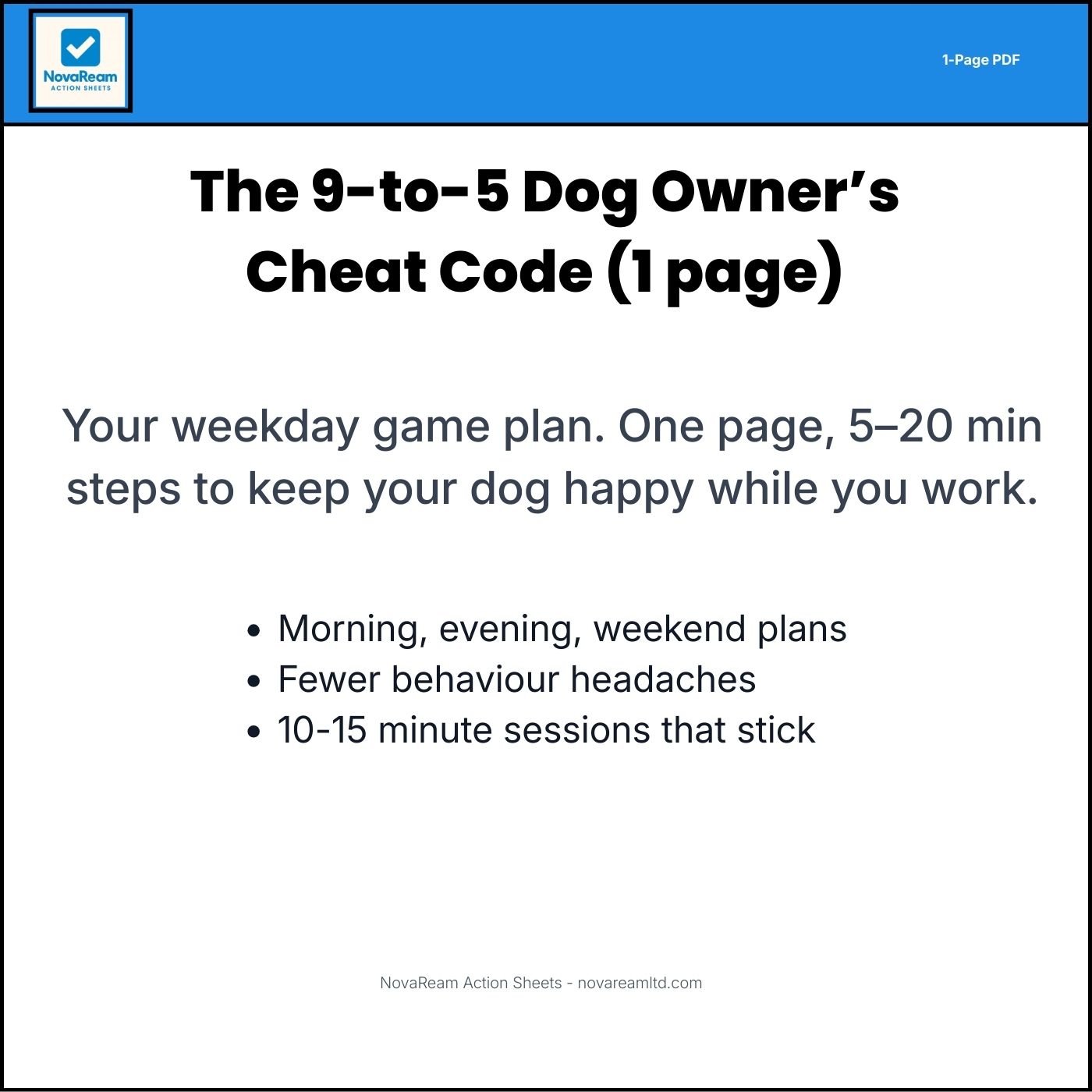 Dog Cheat Code PDF cover - 1-page routine