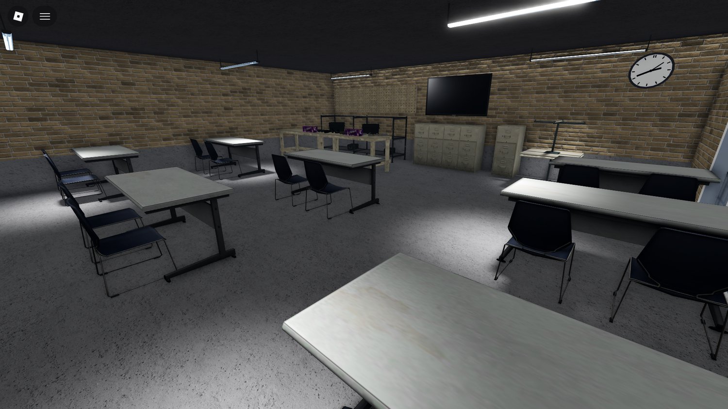 Detailed military buildings arranged inside a Roblox base