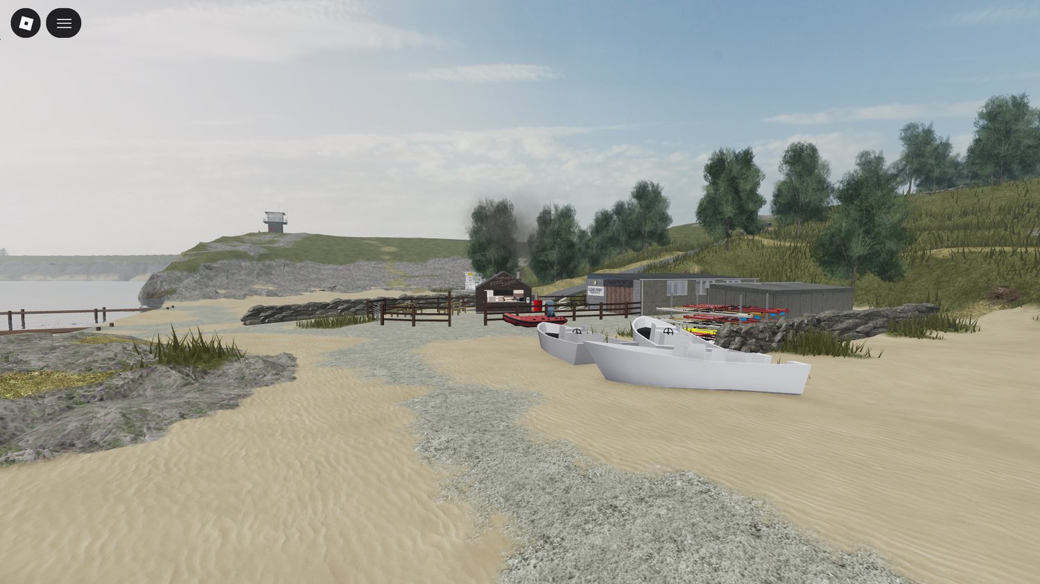 Lifeguard vehicle used in a Roblox coastal roleplay map