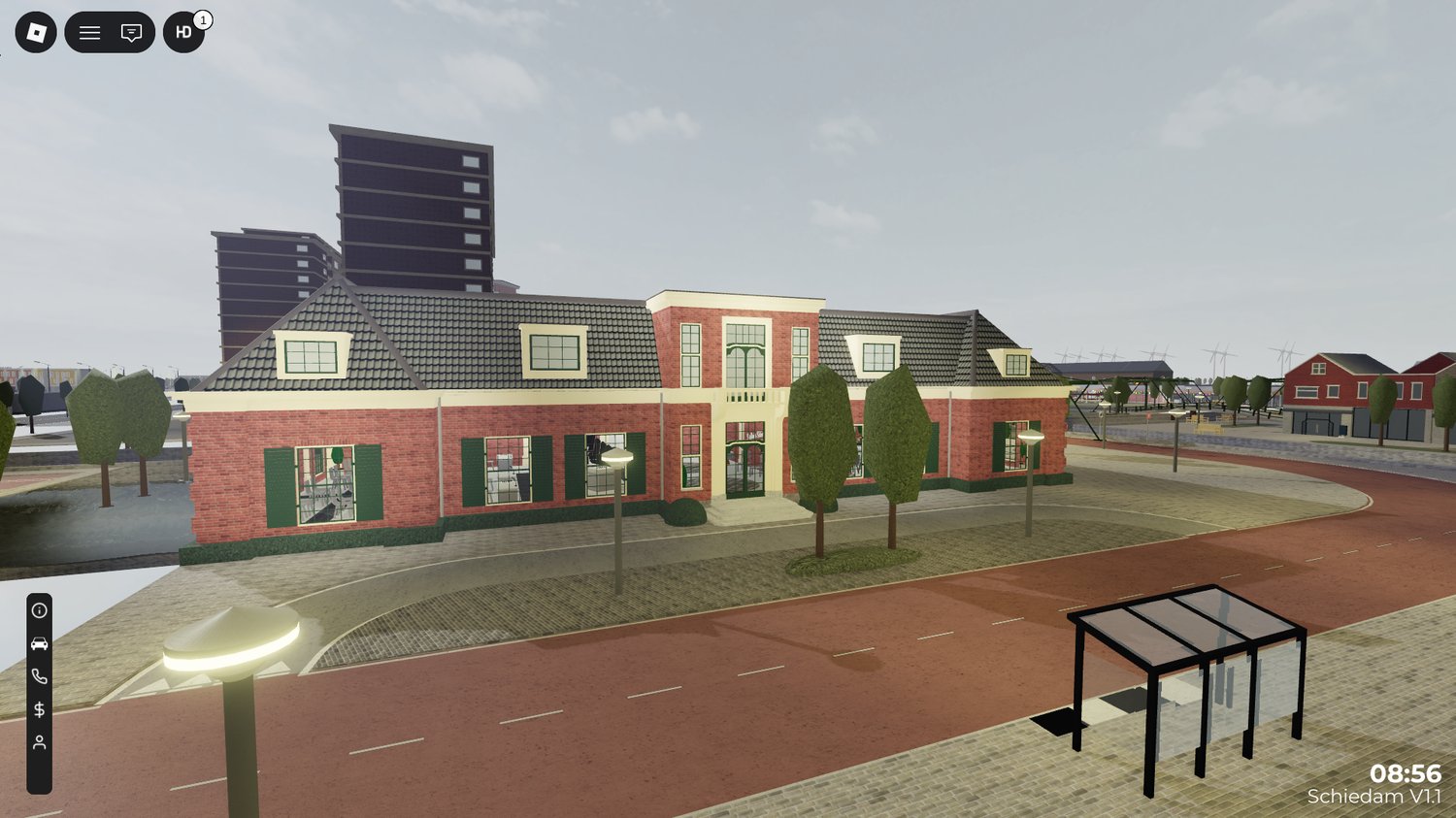 Interior spaces accessible inside buildings in a Roblox town map