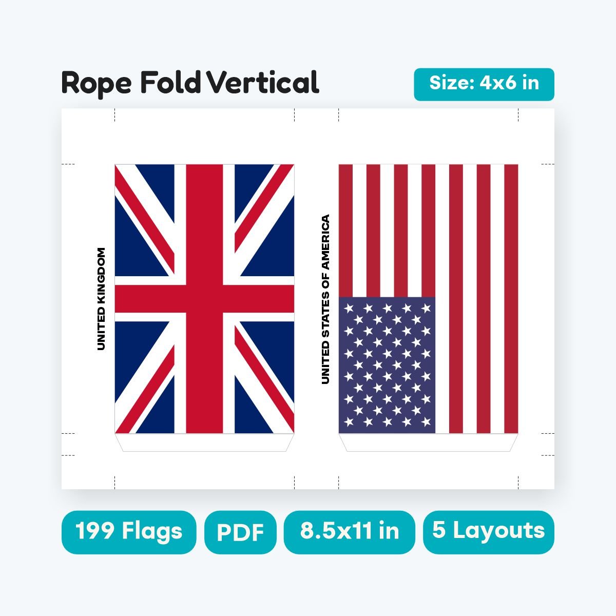 Printable Flag Banners 199 Countries US Letter PDF - fizzia.store