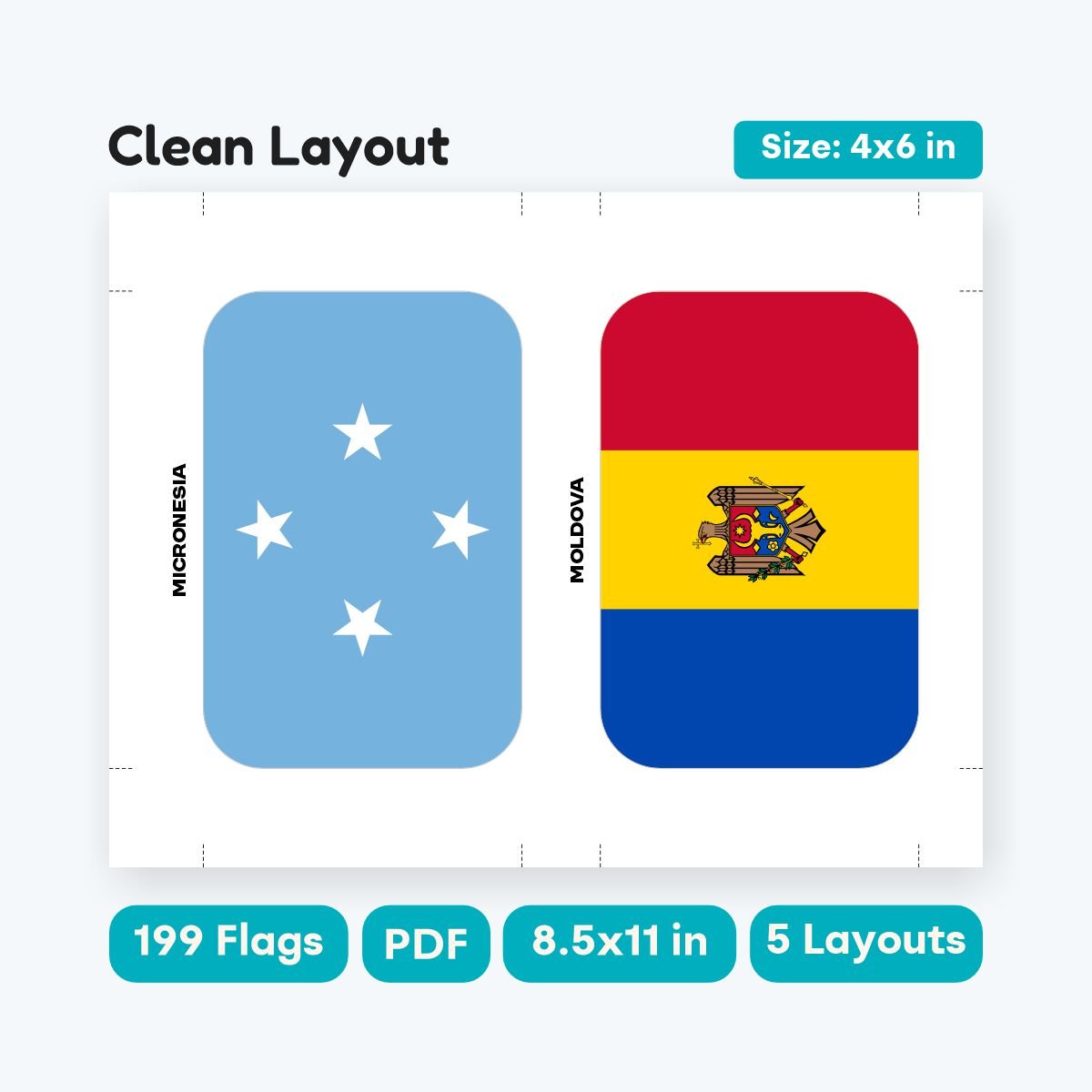 Printable World Flags Garland 199 Countries Rounded Corners - fizzia.store