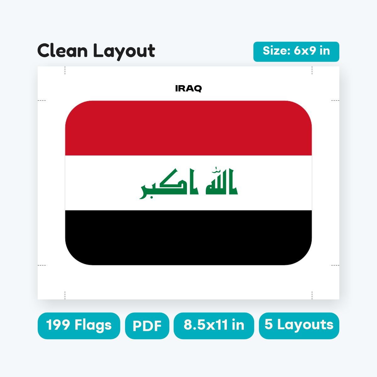Rounded Flag Bunting Printable PDF US Letter - fizzia.store