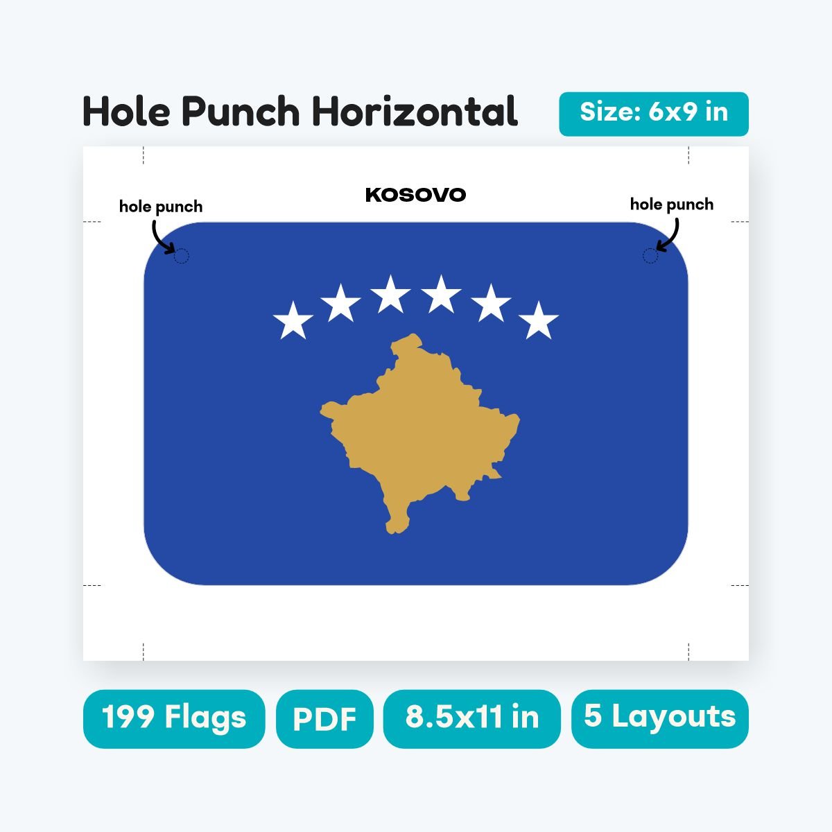 Rounded World Flags Hole Punch and Rope Fold Layout - fizzia.store