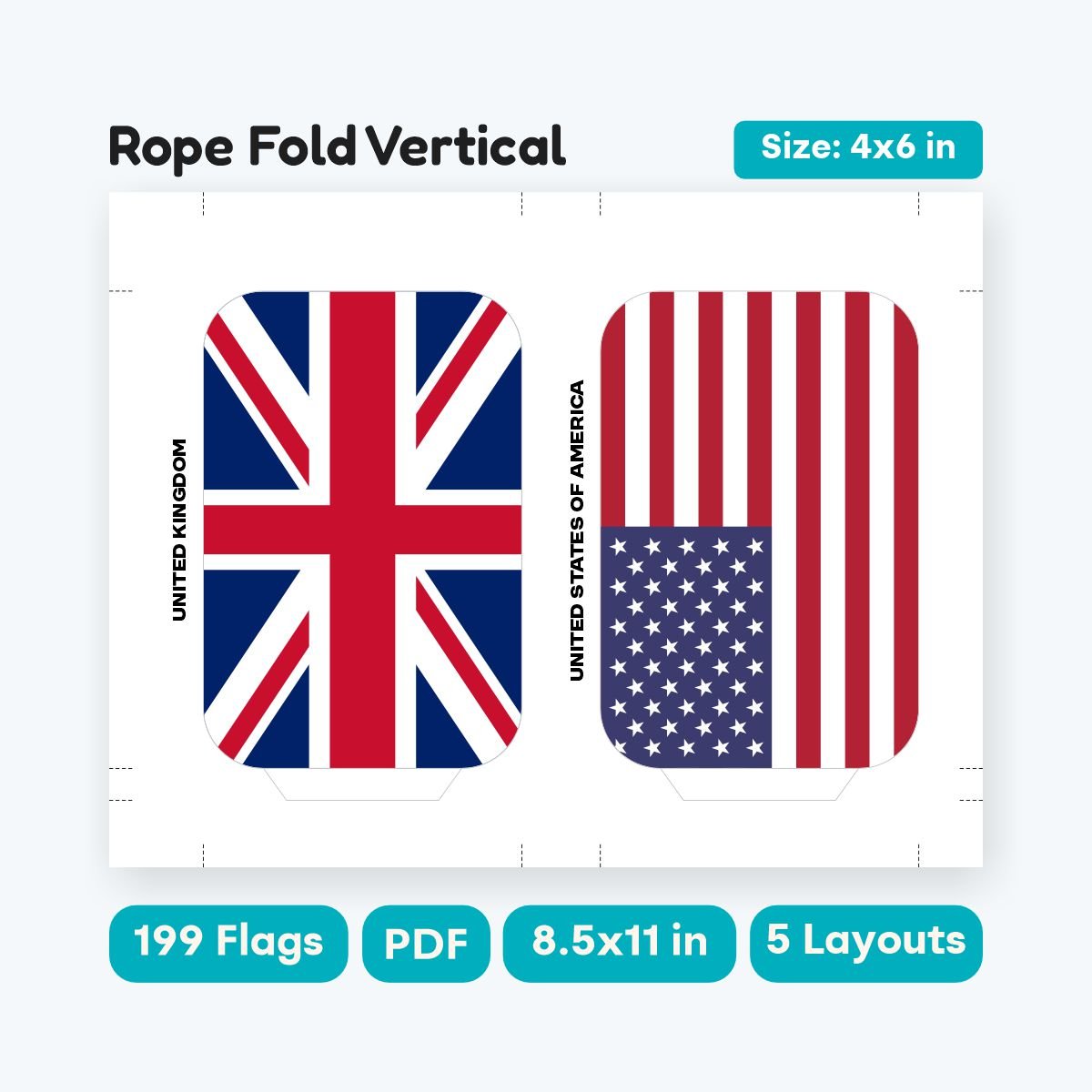 World Flags Garland 6x9 and 4x6 Inch Printable - fizzia.store