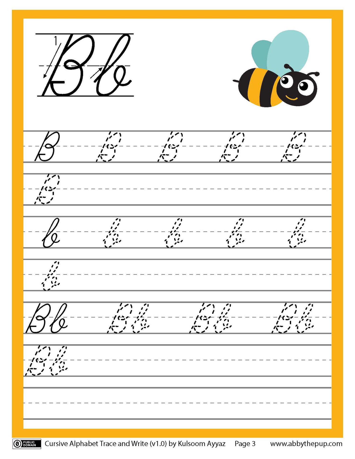 Cursive Alphabet Trace and Write