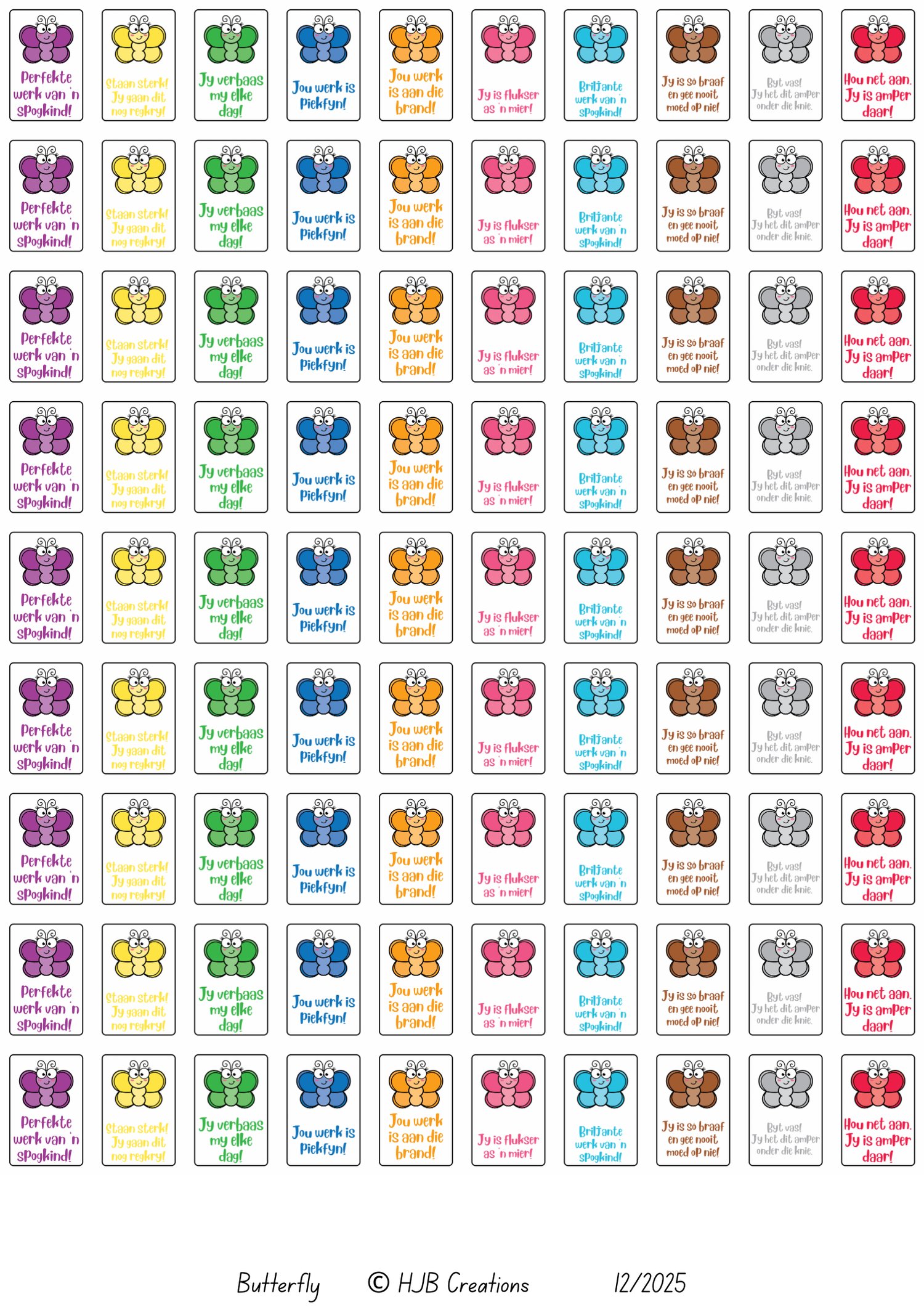 Plesier Sticker Afrikaanse Vlinders “reward stickers” - Payhip