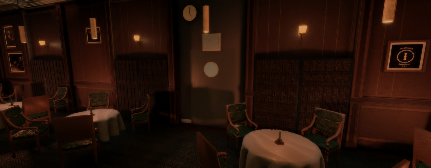Detailed kitchen area included in a Roblox lounge interior
