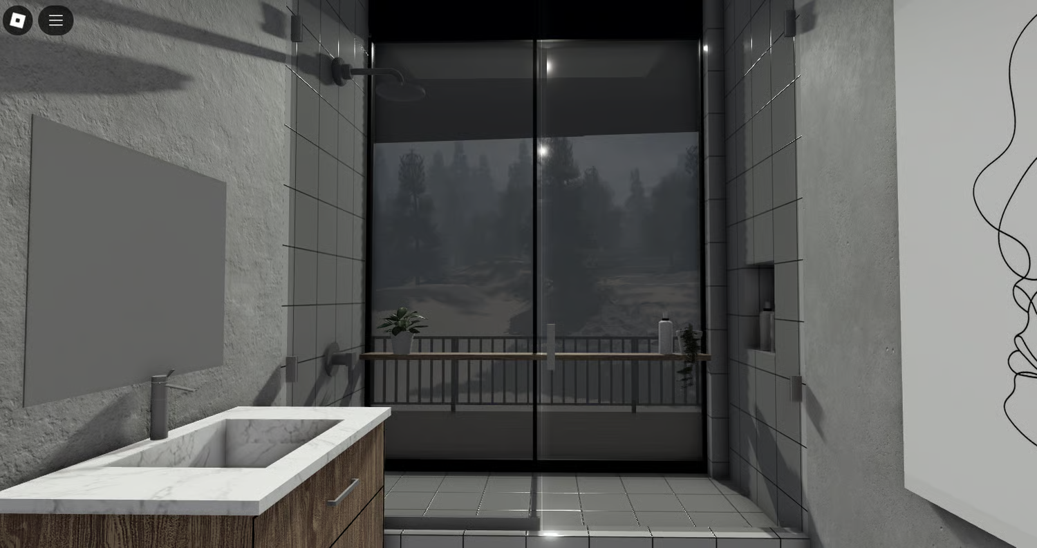 Modern kitchen space built into a Roblox mansion map