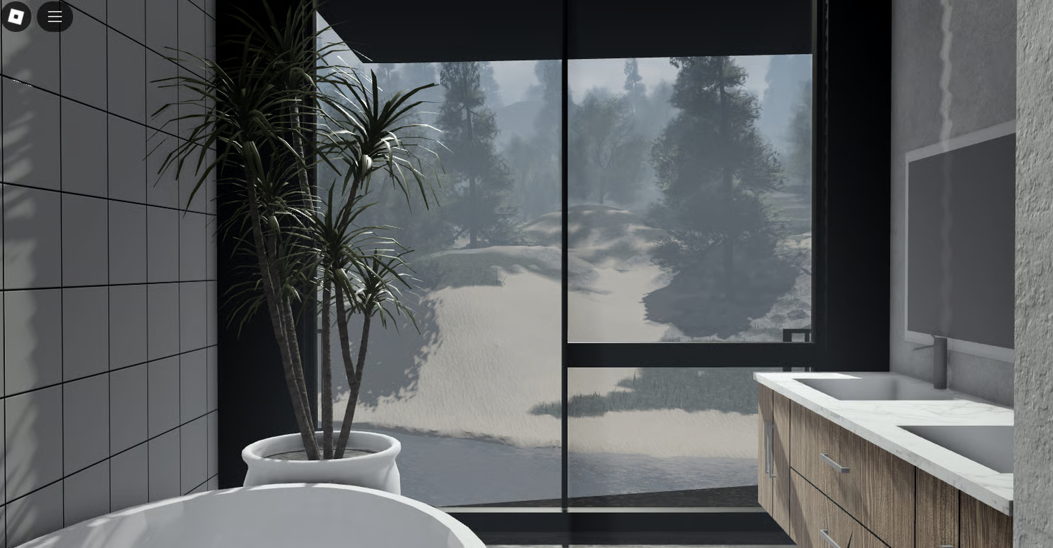 Garage room connected to a large Roblox mansion