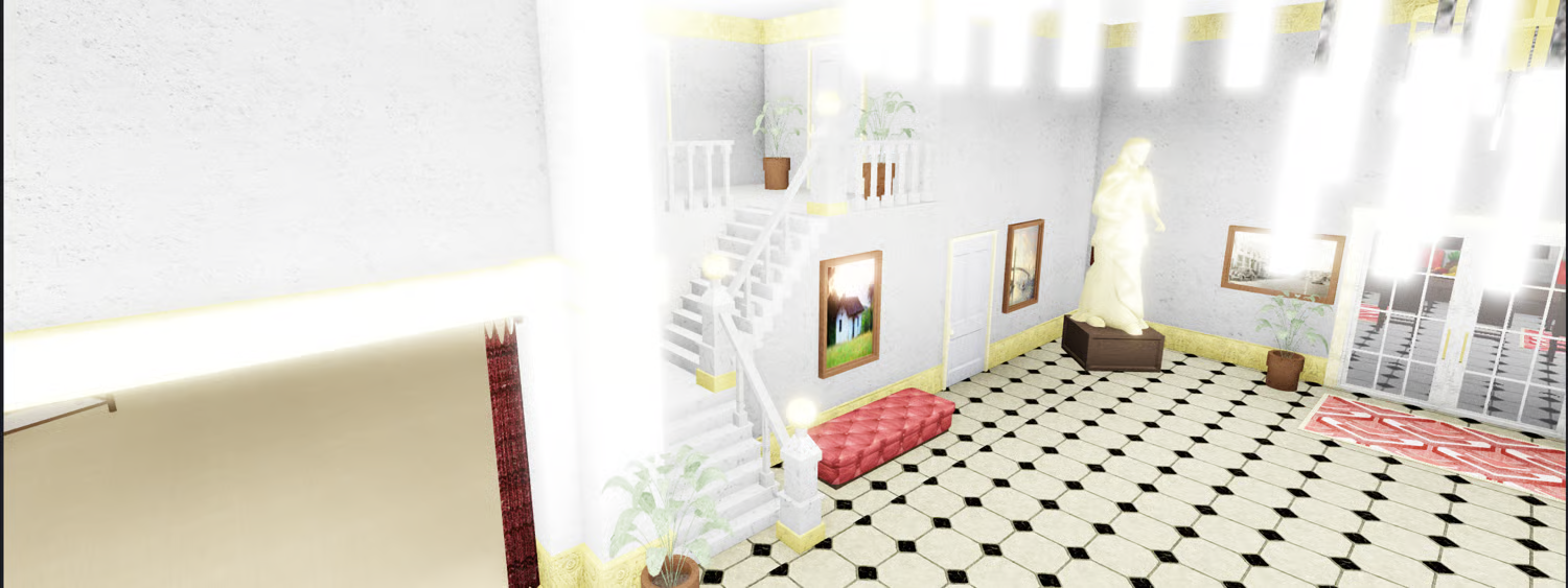 Forest surroundings creating immersion around a Roblox mansion