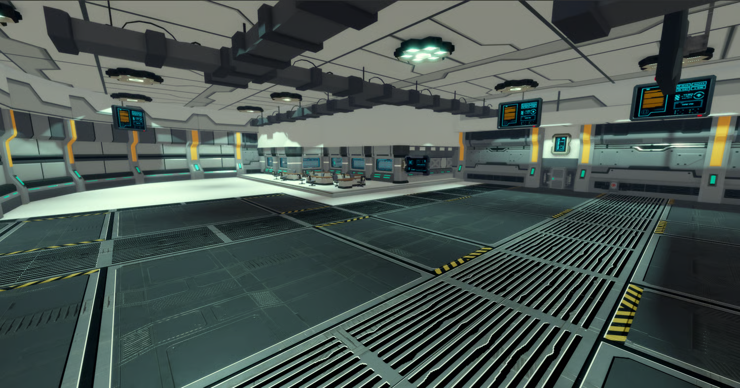 Wide aerial view of a high-tech city environment in Roblox