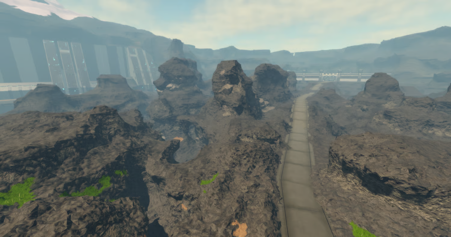 Sprawling cityscape with neon accents in Roblox