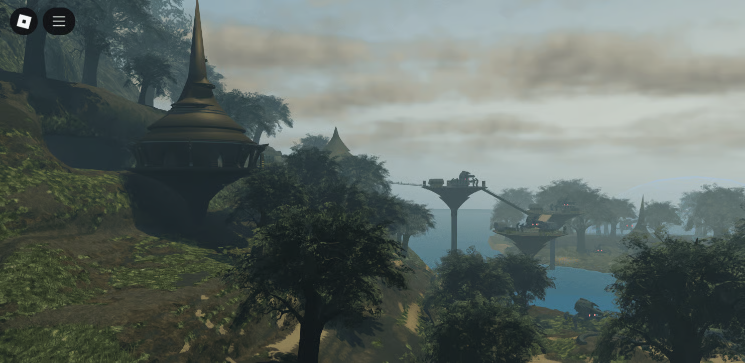 Custom terrain with towering trees and foliage in Roblox