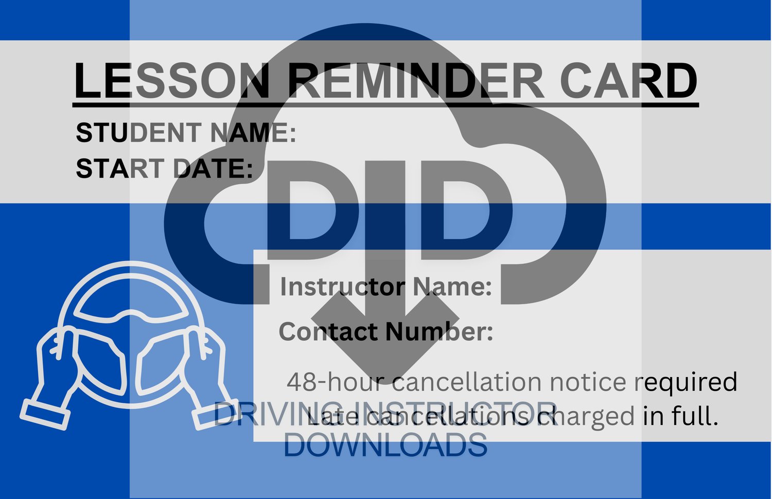 Driving Lesson Progress Card Driving Lesson Reminder Card 2026 - Payhip