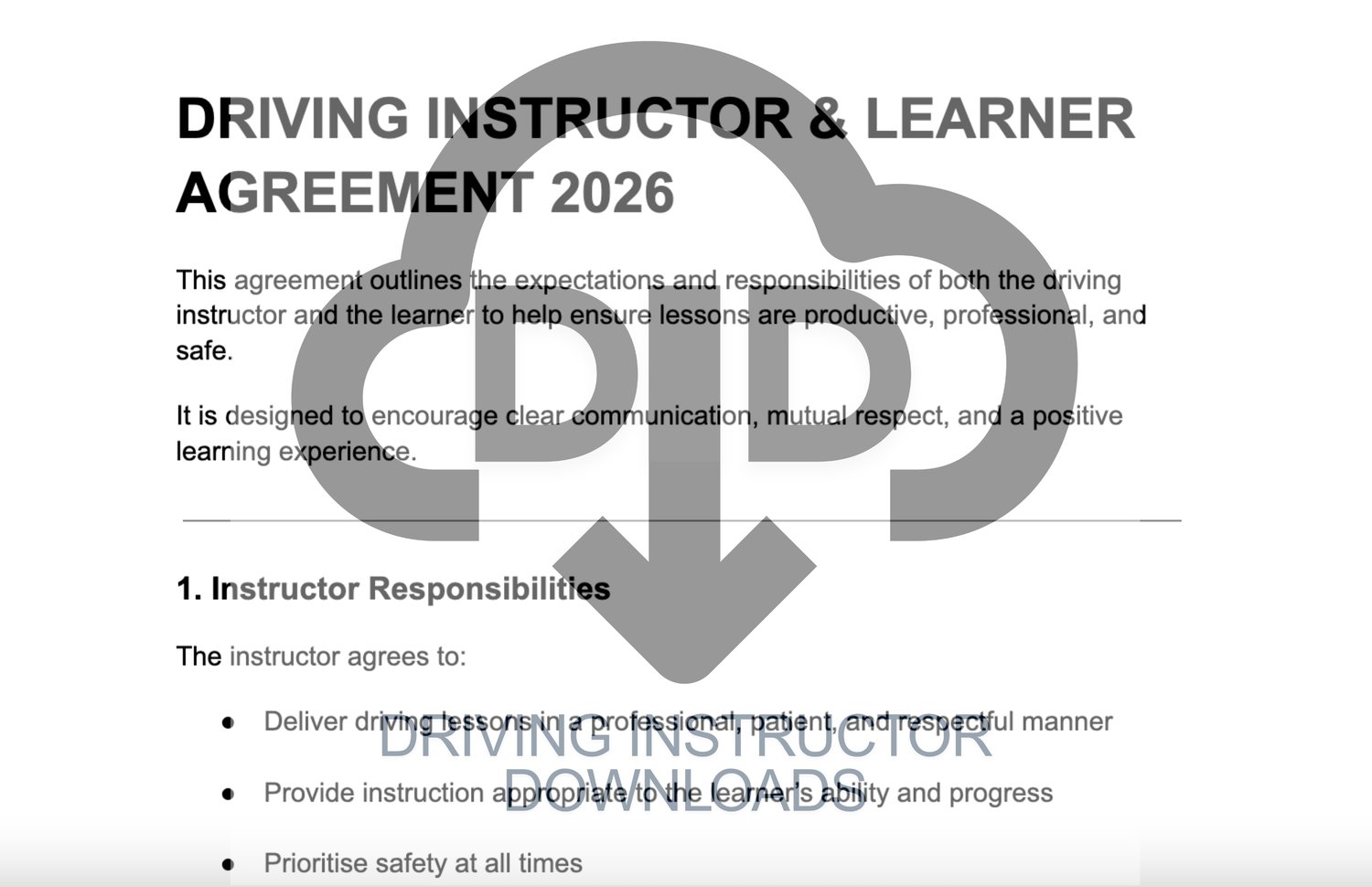 Driving Instructor & Learner Agreement (2026) - Payhip