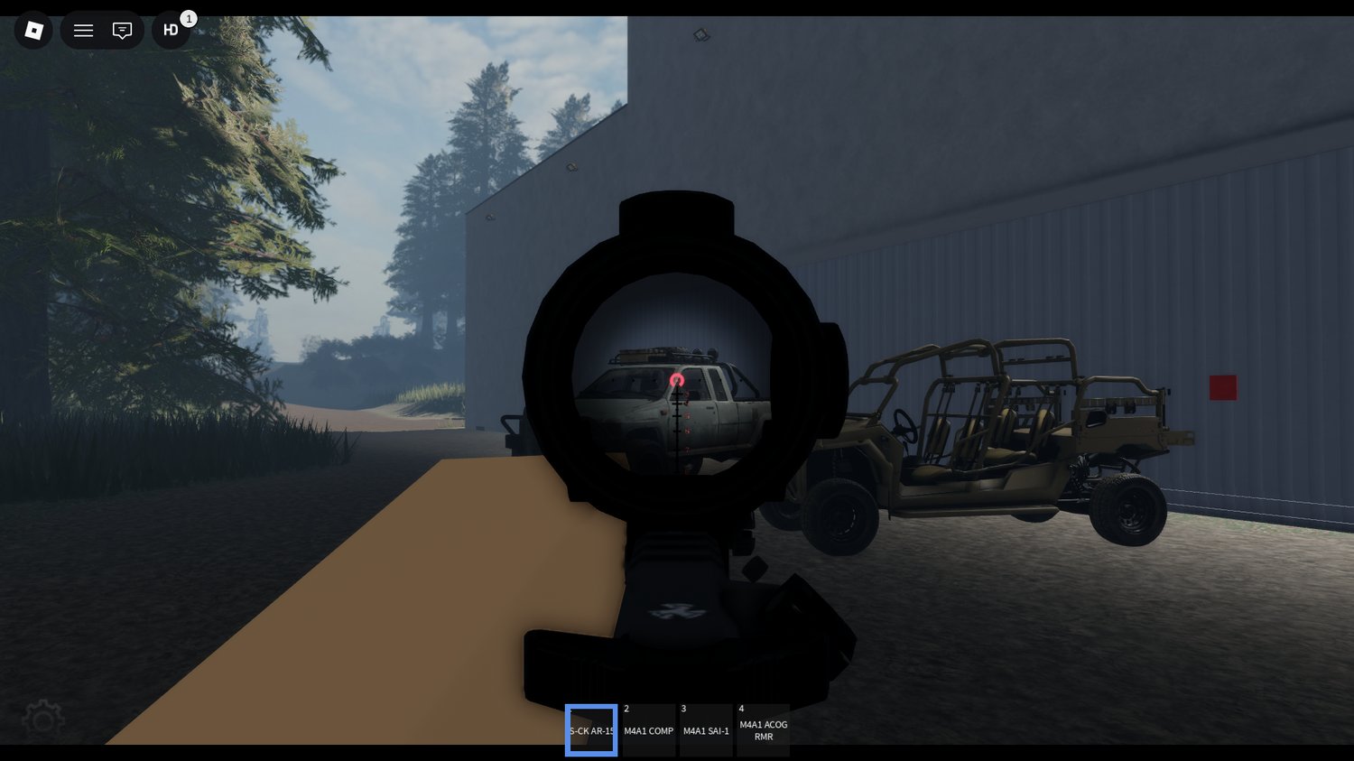 ACS combat system weapons displayed in a training environment