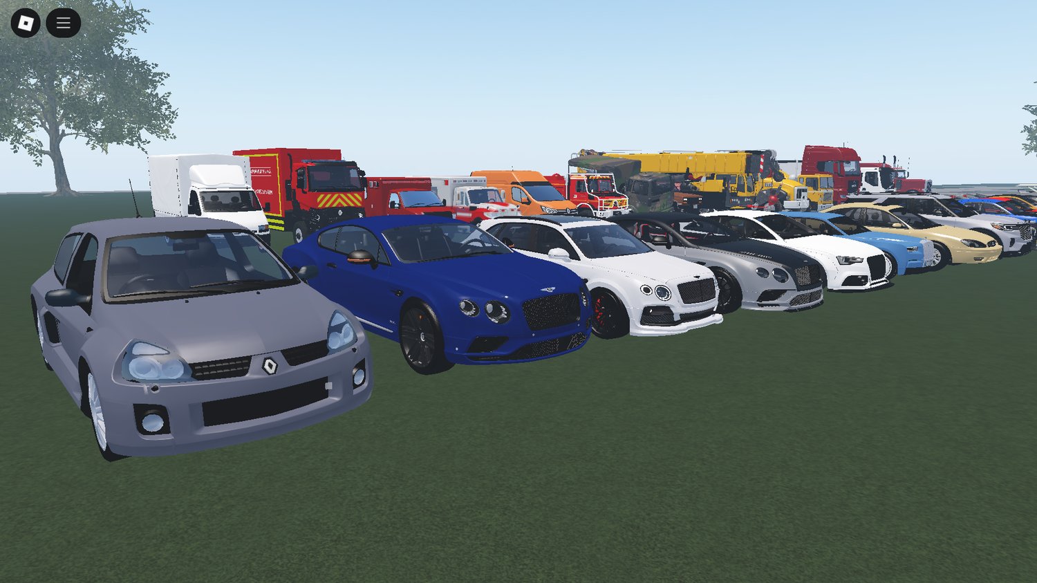 Civilian cars in many colors and variations