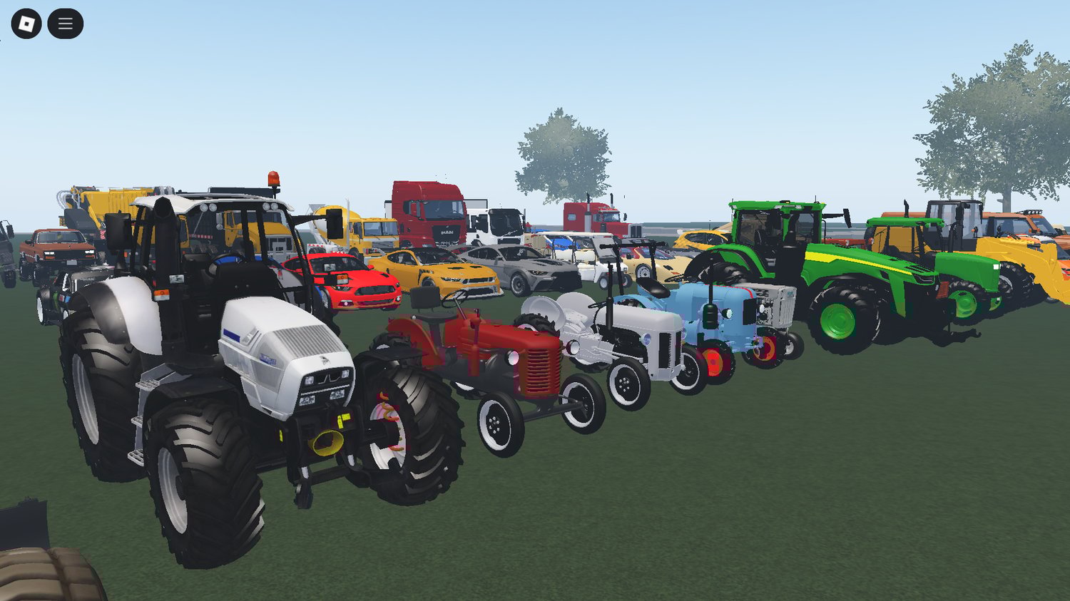 Large and small tractors with normal cars