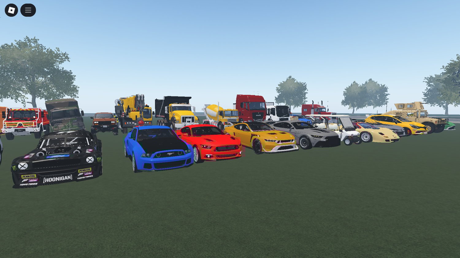 Many different sports cars