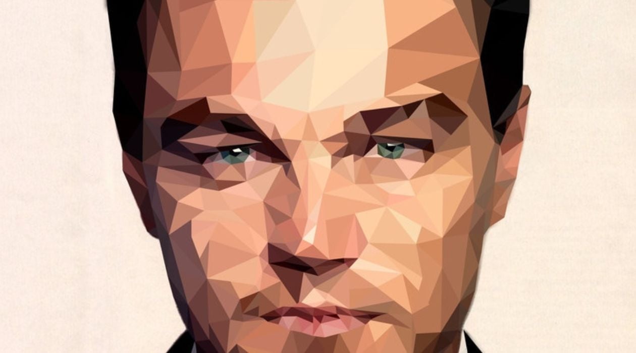 A low poly digital art portrait of actor Leonardo DiCaprio.