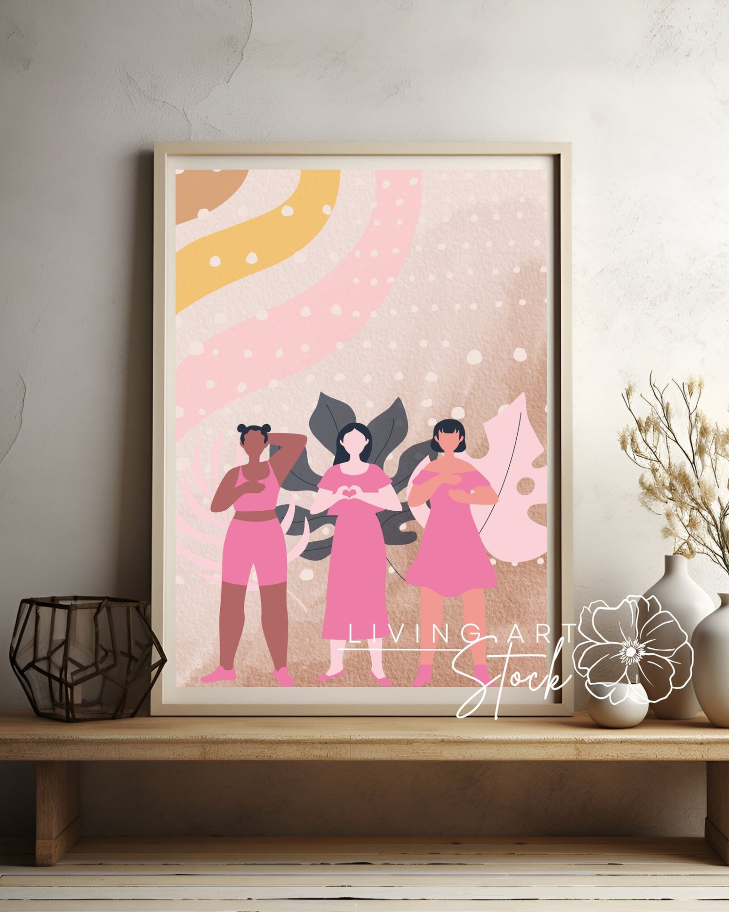 This image features a modern, flat-illustration style that celebrates diversity and sisterhood.