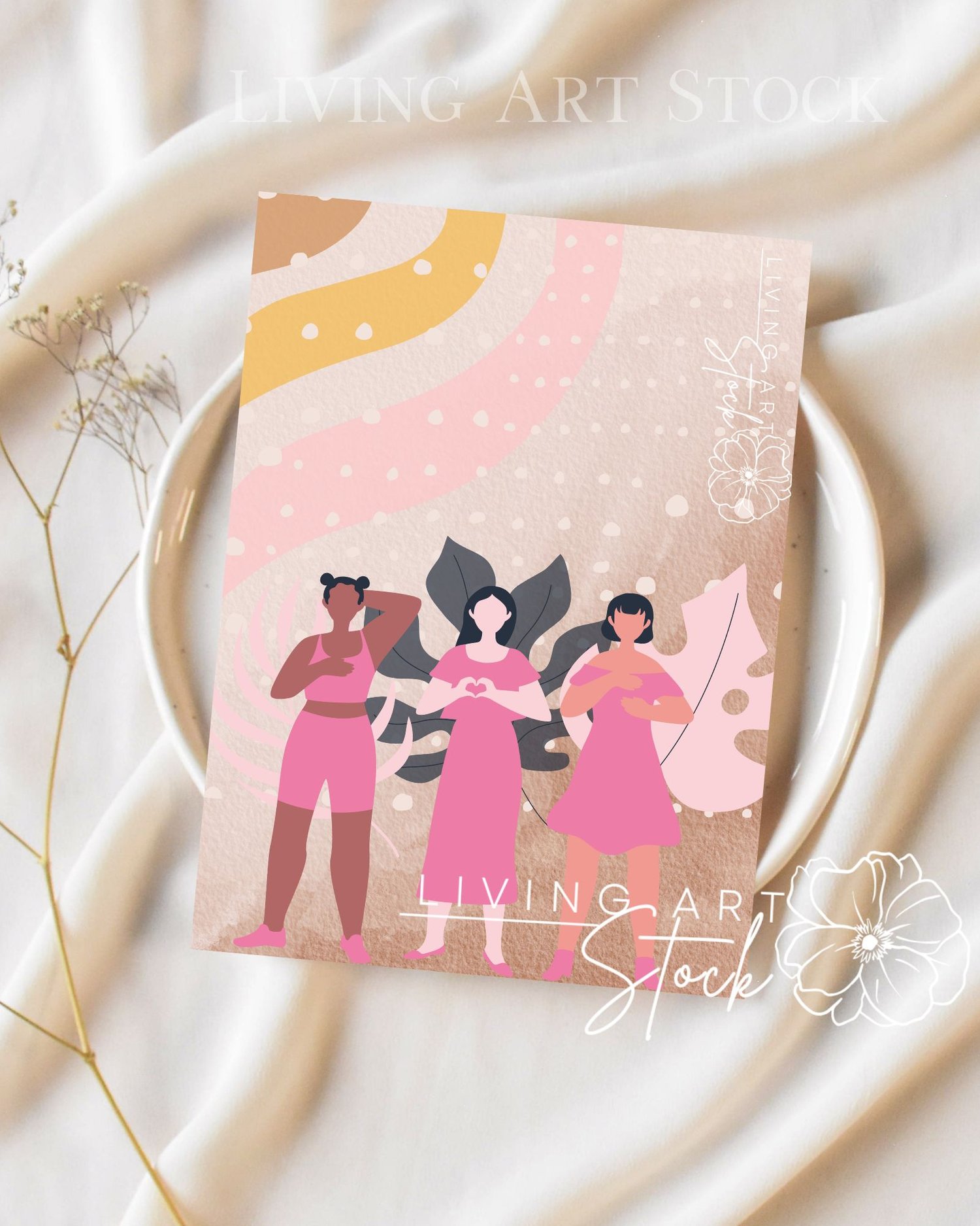 This image features a modern, flat-illustration style that celebrates diversity and sisterhood.