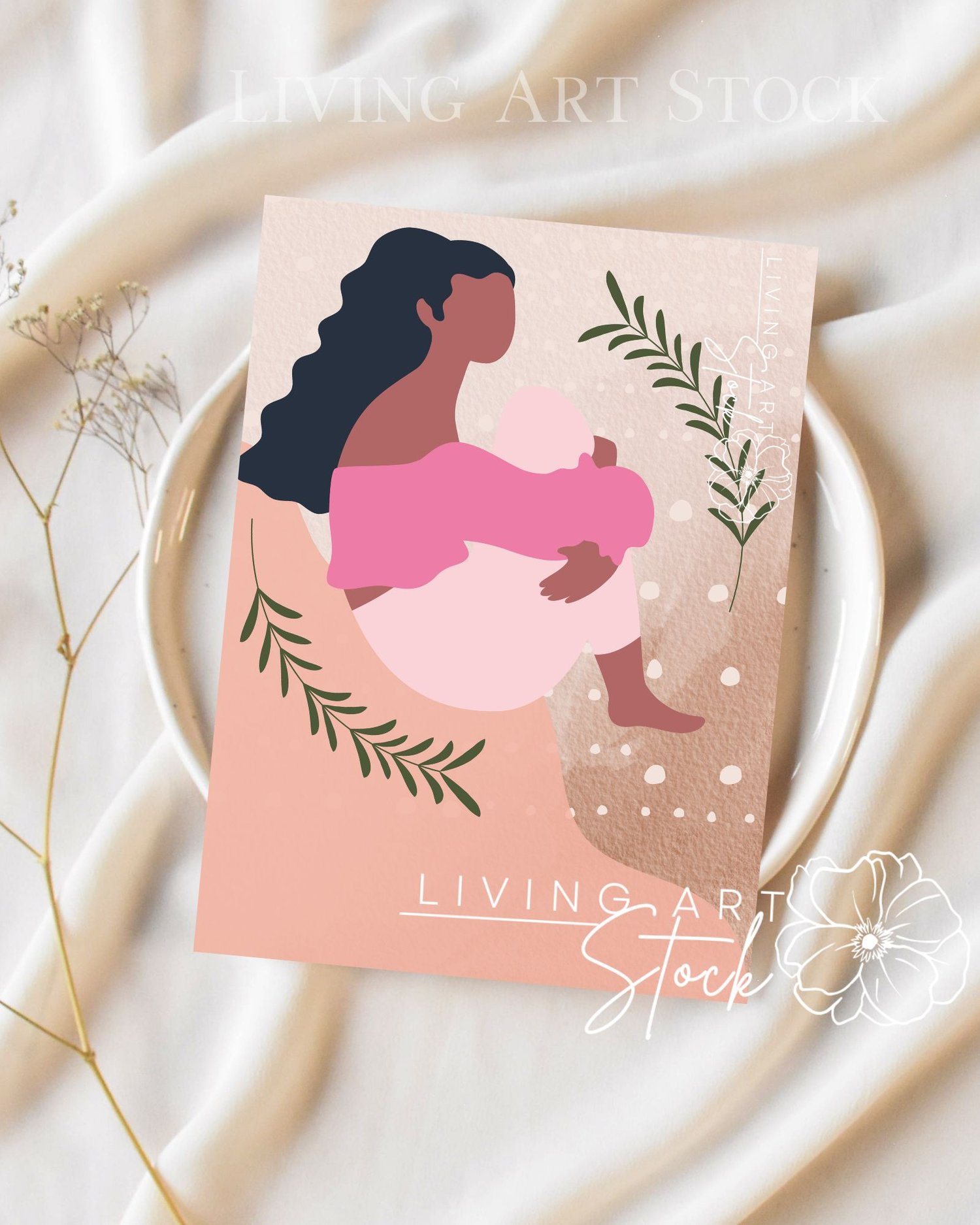 Black Woman Flat Illustrstion stationeryArt
