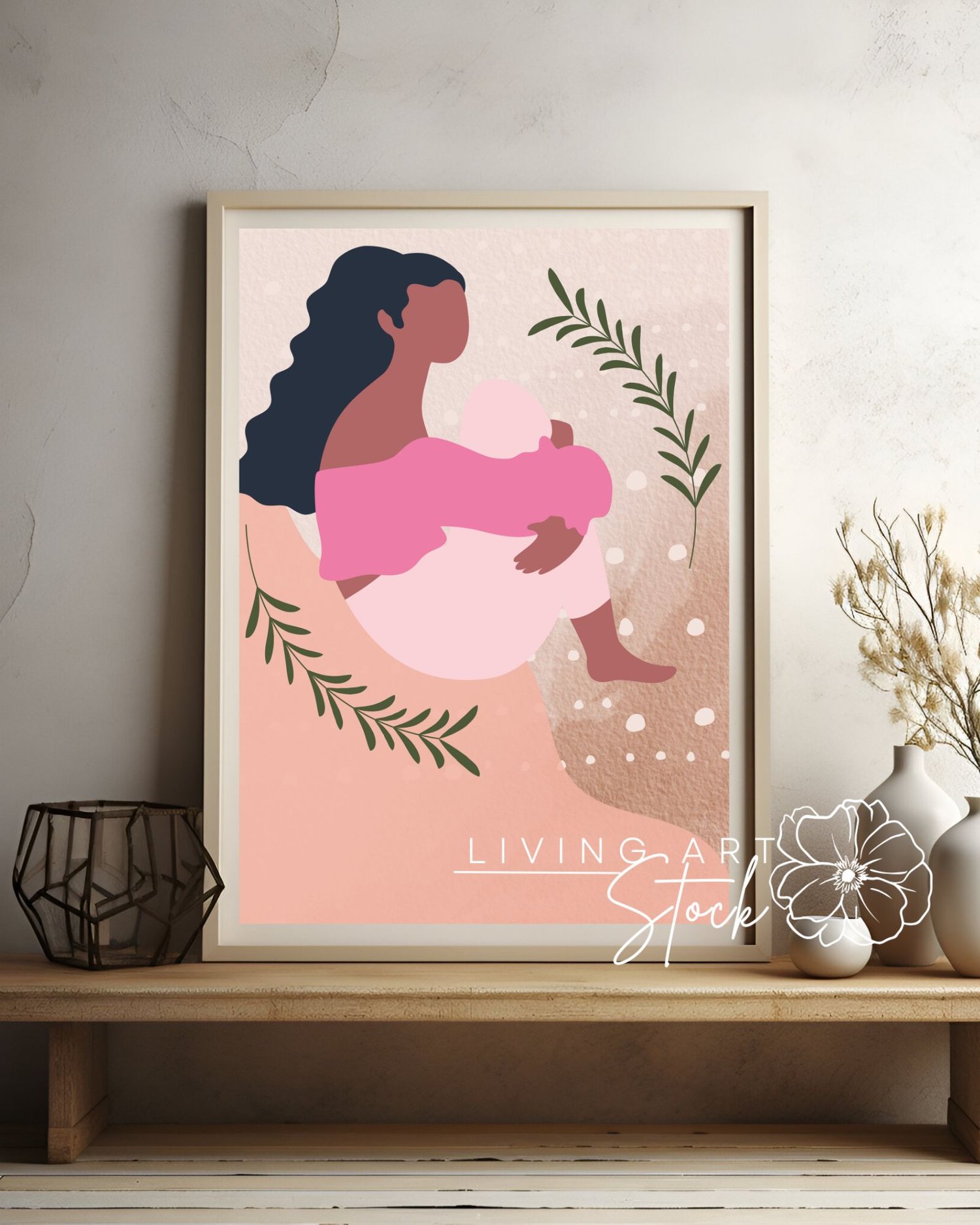 Black Woman Flat Illustrstion Wall Art