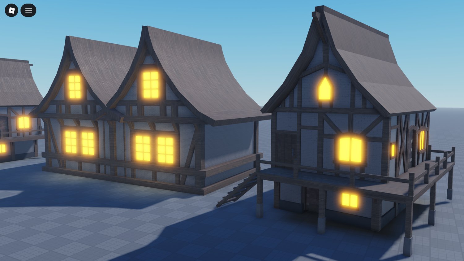 Roblox medieval timber house pack with stylized wood design