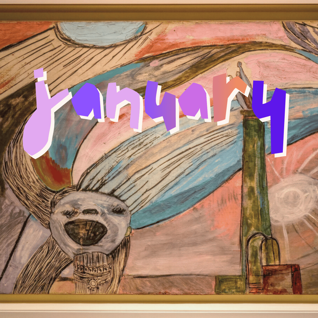 "january" overlaid on Louise Bourgeois' Untitled, 1946-7, photographed by Kenn Sava