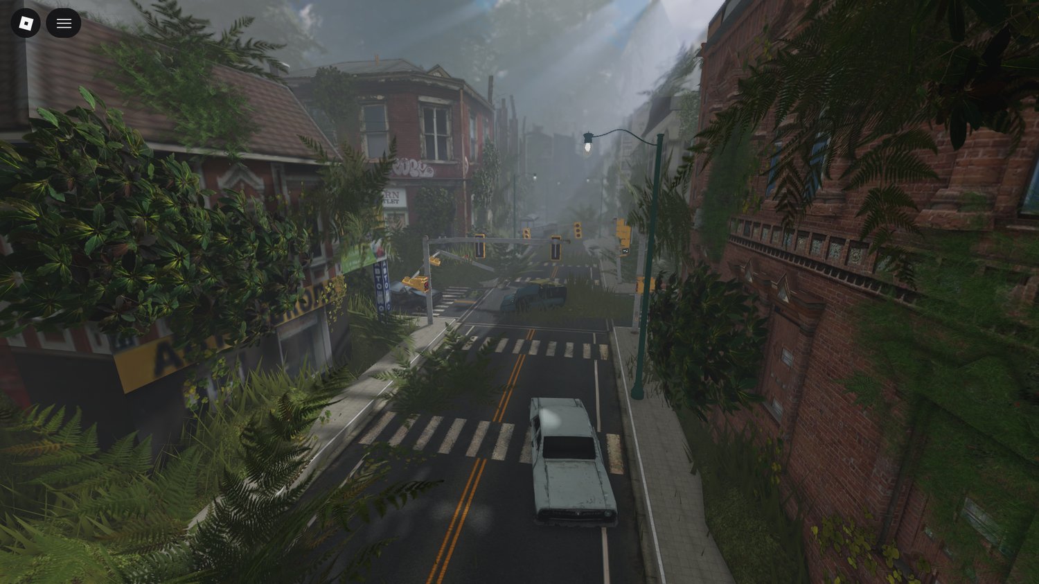 Compact urban ruins Roblox environment optimized for performance