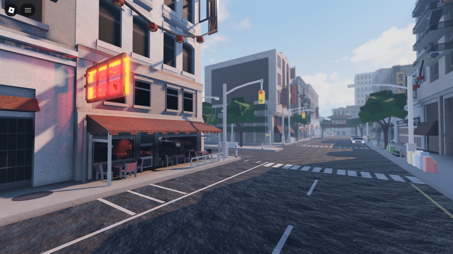 Skyscraper-filled skyline for urban roleplay in Roblox